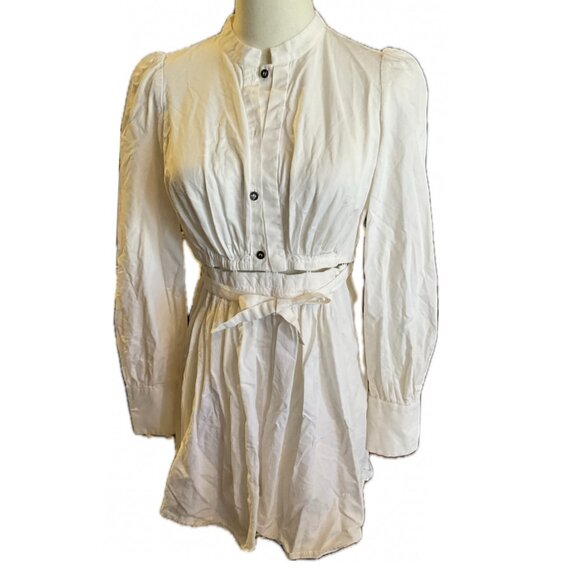 Yves Saint Laurent Ivory Cotton Dress F 42 Vintage with button skirt - Picture 1 of 14
